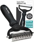 Maxpower Planet Pet Grooming Brush - Double Sided Shedding, Dematting - Undercoat Rake for Dogs - Dog Grooming Brush - Deshedding Brush for Dogs - Dog Brush, Cat Brush, Reduce Shedding by 95%, Black