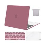 MOSISO Compatible with MacBook Air 13 inch Case 2022, 2021-2018 Release A2337 M1 A2179 A1932, Plastic Hard Shell&Keyboard Cover&Screen Film&Storage Bag for MacBook Air 13.3 inch Case, Tea Petal Pink