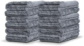 Adam's Polishes Borderless Grey Edgeless Microfiber Towel (12 Pack)- Premium Quality 480gsm, 16 x 16 inches Plush Microfiber - Delicate Touch for The Most Delicate Surfaces