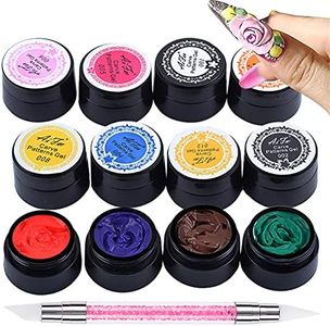 BAIYIYI 12 Color Sculpture Gel 3D Carving Gels for Nail Art Decoration Kit Creative DIY Nail Art Painting Carved Soak Off Polish Flowers Design Modeling Tool
