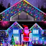 Icicle Christmas Lights Outdoor, Areker 33ft 400LEDs Icicle Lights Outdoor Multicolor, Christmas Icicle Lights Waterproof Connectable for Indoor Outdoor Christmas