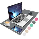 Niviy Leather Desk Pad, Non-Slip PU Desk Mat, Large Desk Protector Pad Grey Desk Accessories, Waterproof Desk Writing Mat Mouse Pad for Home and Office Accessories (60 x 35 cm)