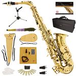 Mendini By Cecilio Alto Saxophone - E Flat Saxophones w/Case, Mouthpiece, Stand, Reeds & Cloths