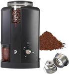 PALICO Aroma Coffee Grinder - 48mm Stainless Steel Conical Burrs, 17 micro-adjustable grind settings, 250g Bean Hopper Capacity, removable burrs & hopper, low RPM motor (Matt Black)