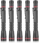 MVIOCS 5 Pack LED Pen Light, Mini, Waterproof, Zoomable Pocket Worklight Penlight, Compact Flashlights with Clip, Flashlight for Camping, Home, Hiking