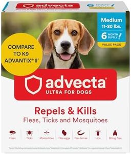 Advecta Ultra Flea and Tick Prevention for Dogs - Dog and Puppy Treatment and Control - Mosquito Repellent - Medium, Fast Acting Waterproof Topical Drops, 6 Month Supply