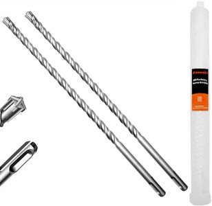 Keewaki 2-Piece 1/2" x 12" SDS Plus Rotary Hammer Drill Bits Set, Cross Carbide Tip, Heavy Duty Masonry Drill Bits for Concrete, Brick Hammer Drill Bits - Concrete Drill Bit Set