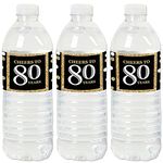 Big Dot of Happiness Adult 80th Birthday - Gold - Birthday Party Water Bottle Sticker Labels - Set of 20