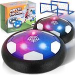 Hover Soccer 2 Balls with 2 Goals, Indoor 4-in-1 Pack, Floating Gliding Disk Toys for Ages 5-7, 6-12, 8-13, Fun Active Game for Boys and Girls, Birthday Christmas Drone Gifts, Soccer Ball Set for Kids