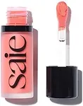 Saie Dew Blush - Lightweight Liquid Blush with a Blendable + Buildable Cream Finish - Dewy Cheek Tint with Doe Foot Wand Makeup Applicator - Bright Coral Blush - Poppy (.40 oz)