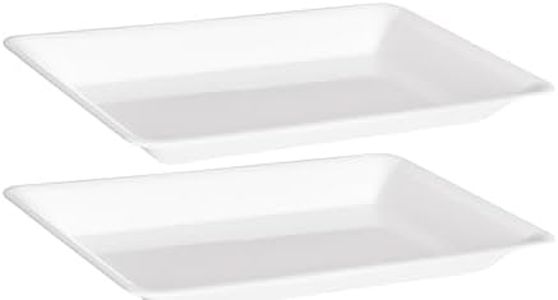 Plasticpro Plastic Serving Trays - Serving Platters Rectangle 10 X 14 Disposable Party Dish White Pack of 12