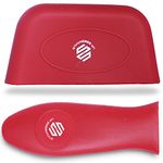 Silicone Pan Handle Sleeve Hot Handle Holders Max Temp Handle Mitt Pot Holder Heat Resistant Non-Slip Washable Handle Cover for Kitchen Cooking and Baking hot handle pot holder (Red, 2)