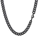 PROSTEEL Black Men and Women Chain Stainless Steel Curb Cuban Link Necklace 9mm 22 inch