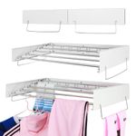 Laundry Drying Rack Collapsible, Wall Mounted, Clothes Drying Rack, Foldable and Retractable, 31.5" Wide with 5 Rods, Indoor and Outdoor Use, 100 lbs Load-Bearing Capacity (31.5inch)