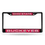 NCAA Rico Industries Laser Cut Inlaid Standard Chrome License Plate Frame, Ohio State Buckeyes