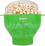 The Original Popco Silicone Microwave Popcorn Popper with Handles, Silicone Popcorn Maker, Collapsible Bowl Bpa Free and Dishwasher Safe - 15 Colors Available (Transparent Green)