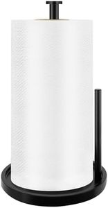 Paper Towel Holder Countertop, Standing Paper Roll Holder with Anti Slip Weighted Base, Stainless Steel Freestanding Paper Towel Holder for Kitchen, Black