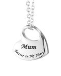 Forever in My Heart Cremation Jewellery Urn Necklace for Ashes Personalised Stainless Steel Ashes Holder Keepsake Pendant Memorial Gifts Urns for Adults Ashes (Mum)