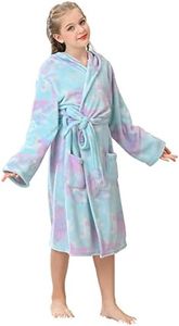V.&GRIN Girls Fleece Robe, Plush Hooded Soft Fuzzy Warm Fluffy Bathrobe for Kids 5-14 Years（Candy 11-12）