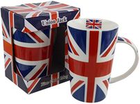 Lenardo Tall Union Jack Latte China Mug Red White Blue Flag UK London Iconic Queen Gift Boxed