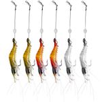 WANBY Artificial Silicone Soft Shrimp Lure Baits Set Luminous Swimbait Shrimp Fishing Lure with Hooks Fishing Tackle Freshwater/Saltwater (6PCS)