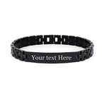 Myjewel Personalized ID Chain Links Bracelet with Free Custom Inspirational Text Engrave Name Mantra Text Minimalist Bracelet for Men (8MM Black)