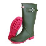 Jesindr Wellies Women, Stylish Knee-High Waterproof Antislip Wellington Boots, Outdoor Work Wide Calf Garden Shoes Rain Boots