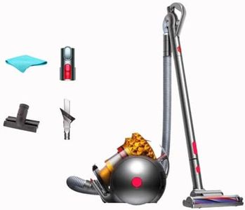 Dyson Big Ball Turbinehead Pro Bagless Canister Vacuum Cleaner, HEPA Filter, Strong Suction, Self-Adjusting Cleaner Head, Large bin, 5-Year Warranty, Yellow/Iron, with 5AVE Microfiber Cloth