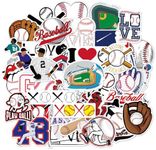 50 Pcs Baseball Stickers for Boys Waterproof Sports Stickers for Helmet Water Bottles Skateboard Laptop Phone Scrapbook Computer Guitar Vinyl Aesthetic Decals for Kids Adults Party Favors