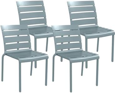 Outsunny Lot de 4 chaises de Jardin chaises de Bistro empilables avec Assise et Dossier à Lattes dim. 42L x 54l x 78H cm Gris