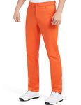 Lesmart Men Golf Pants Expandable Waistband Stretch Breathable Relaxed Fit with Pockets Orange 34Wx33L