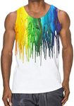 Idgreatim Mens Breathable Tank Tops Novelty 3D Graphic Gym Workout Sleeveless T-Shirt Tees S-XXL, Melting Paint, Small