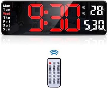 AMIR Newest 13'' Digital Wall Clock with Remote Control, Large Display Alarm Clock with Big Digits, Auto-Dimming, Timer, DST, Silent Big Desk Clock for Living Room Gym
