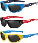 DYLB 3 Pack Flexible Kids Polarized Sunglasses For Boys Girls With Strap, Sport Sunglasses for Children Age 3-10.