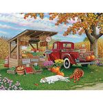 Bits and Pieces - 300 Piece Jigsaw Puzzle for Adults 18" x 24" - Taste of Autumn – Fall Farm Market Dog Truck Apple Field 300 pc Large Piece Jigsaw by Artist John Sloane