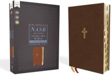 NASB Thinline Bible, Large Print, Leathersoft, Red Letter Edition, 1995 Text, Thumb Indexed, Comfort Print [Brown]