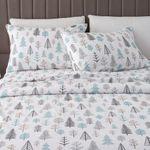 Great Bay Home - 100% Turkish Cotton King Flannel Sheet Set. Heavyweight, Warm, Winter Novelty Bed Sheets. Pre-Shrunk & Anti-Pill - Winter Forest