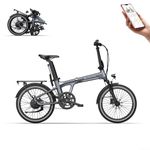 ADO Air 20 Folding E-Bike, Ultra Light Weight 17.5 KG Electric Bike, 20" Electric Bicycle for Adults, with Carbon Belt/LCD Display/Torque Sensor/Hydraulic Disc Brakes/APP Intelligent