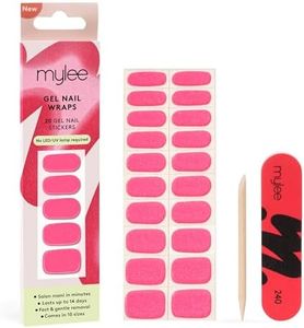 Mylee Gel Nail Wraps [Bubble Gum] – 10 Autocollants en gel pré-durci pour une manucure instantanée. Sans lampe, sans éclats, brillants jusqu’à 14 jours, Facile à appliquer