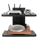 BiJun TV Shelf for Wall, Floating TV Unit Wall Mounted Under TV Shelf Entertainment Center Media Router Media Wall Unit, for PS4/Cable Box/DVD Players/Game Console (Black 2shelf)