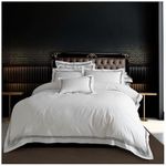 GC GAVENO CAVAILIA Plain Striped Devore Duvet Cover King Size With PillowCases, Breathable & Comfy Comforter Cover Stitch Bedding Set, Hotel Quality King Size Duvet Cover Sets, White/charcoal