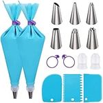 Piping Bags and Tips Set, Cake Decorating Supplies for Baking with Reusable Pastry Bags and Tips, Standard Converters, Silicone Rings, Cake Decorating Tools for Cookie Icing, Cake, Cupcake