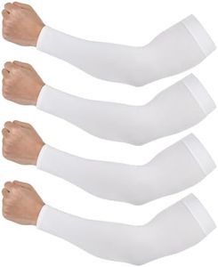 Tyqour 4 pares de mangas de compresión UV para mujeres y hombres, mangas de sol para mujer, protección UV, protección solar blanca para conducir, golf, pesca, ciclismo, senderismo, hacer, Blanco,