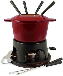 Swissmar F66705 Sierra 1.6-Quart Cast Iron Meat Fondue Set, 11-Piece, Cherry Red