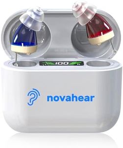 NOVAHEAR Rechargeable In-Ear OTC Hearing Aids for Seniors - Invisible Mini Hearing Amplifiers - Digital Hearing Devices with Portable Charging Case for Adults