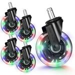 Hivexagon Chair Castors Wheel, 3” Office Chair Castors 11mm Stem, 250 kg Capacity, Quiet Rolling Desk Chair wheel Heavy Duty PU Rubber, Protecting Hardwood Floors Carpet Tile - Set of 5