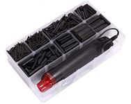 Ginsco 1200 Pcs 2:1 Black Heat Shrink Tubing with Mini Heat Gun Set for DIY