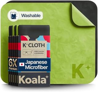 Koala Kloth Microfiber Cleaning Cloth | Eyeglass Lens Cleaner | Glasses, Phone, Camera, Computer Screen Cleaning | Safe for All Coated Lenses | 6 Pack, 6x7 Inch, Black