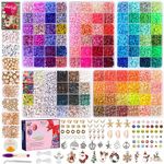 Clay Beads - 5 Boxes Bracelet Making Kit Bead Set of 108 Colours for DIY Jewellery Flat Round Polymer Beads for Bracelets Necklaces with Christmas Charm Pendants and Gift Package for Girls