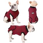 EMUST Dog Recovery Suit, After Surgery Wear for Dogs Male Female, Pet E-Collars Alternative Bandages, Professional Dog Onesie for Surgery for Abdominal Wounds, Weaning&Skin Diseases,Navy&Red Strip/XL